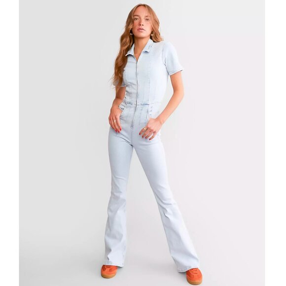 NWOT Free People We The Free Jayde Flare Jumpsuit Light Blue - Picture 3 of 14